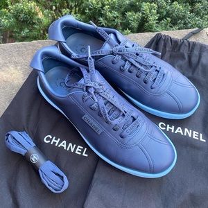 Chanel Navy Blue Calfskin Women’s Sneakers